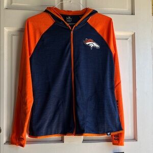 New Fanatics Navy and Orange Denver Broncos Full-Zip Hoodie